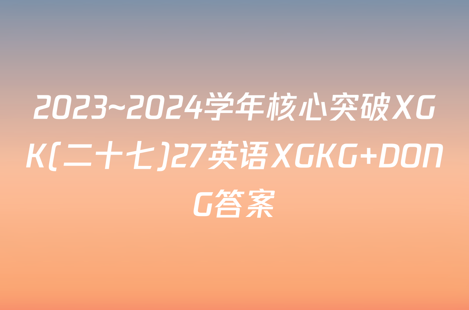 2023~2024学年核心突破XGK(二十七)27英语XGKG DONG答案