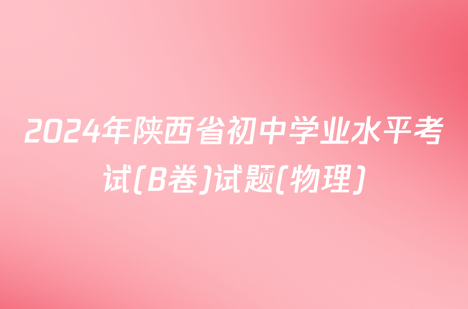 2024年陕西省初中学业水平考试(B卷)试题(物理)