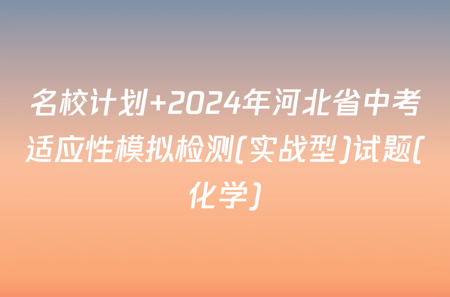 名校计划 2024年河北省中考适应性模拟检测(实战型)试题(化学)