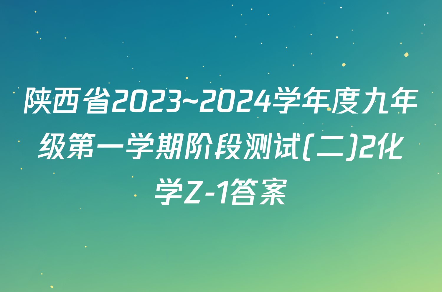 陕西省2023~2024学年度九年级第一学期阶段测试(二)2化学Z-1答案