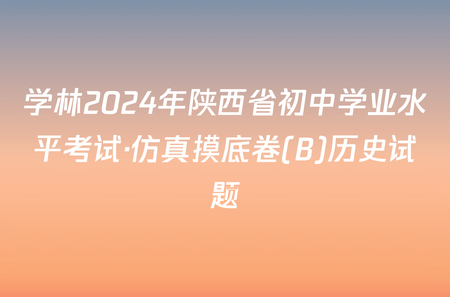 学林2024年陕西省初中学业水平考试·仿真摸底卷(B)历史试题