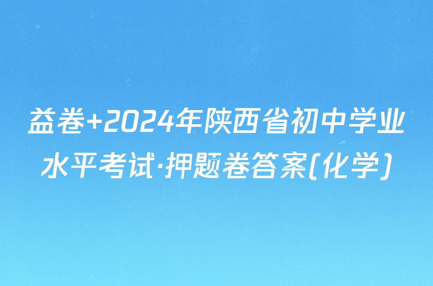益卷 2024年陕西省初中学业水平考试·押题卷答案(化学)