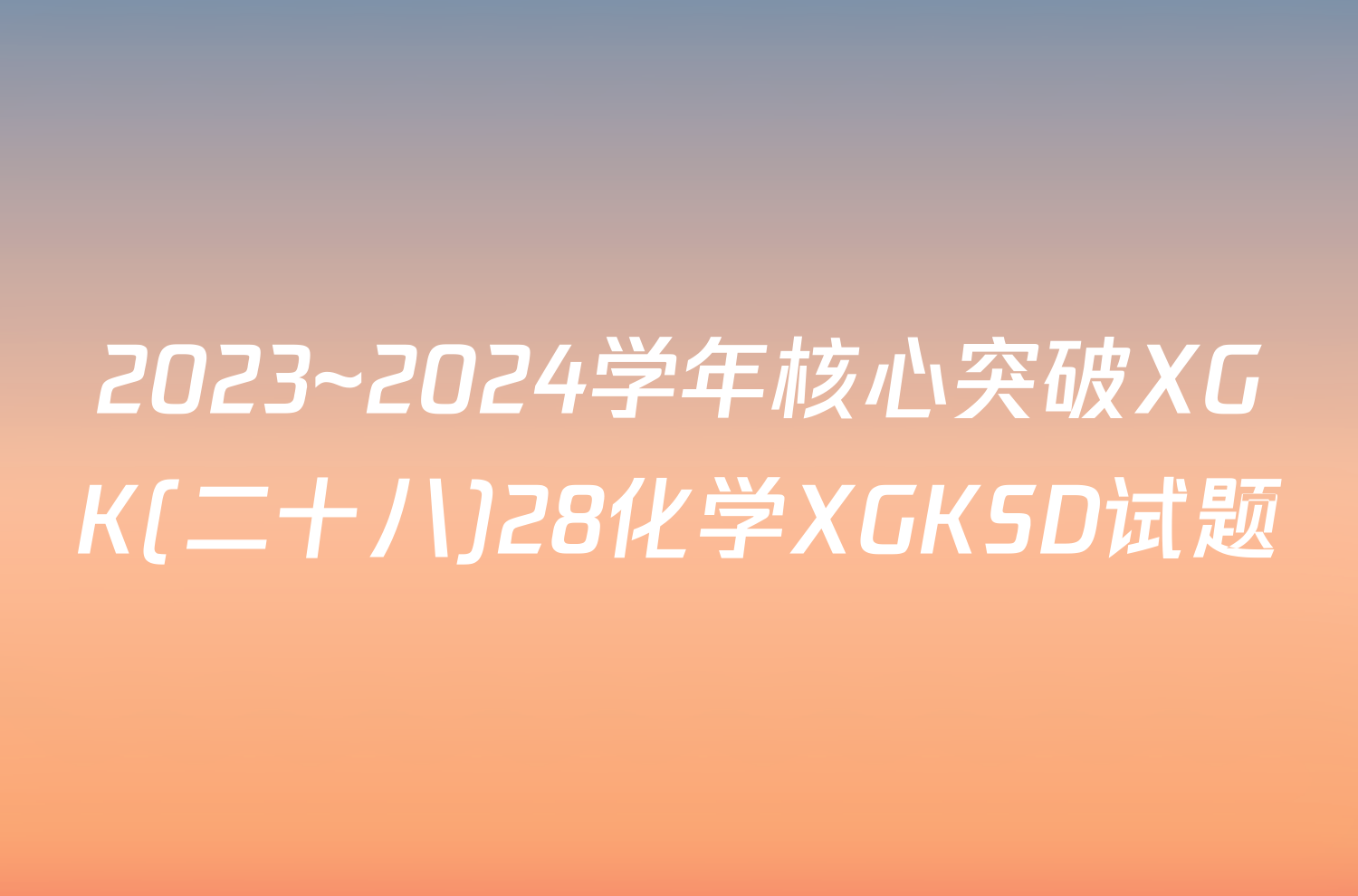 2023~2024学年核心突破XGK(二十八)28化学XGKSD试题