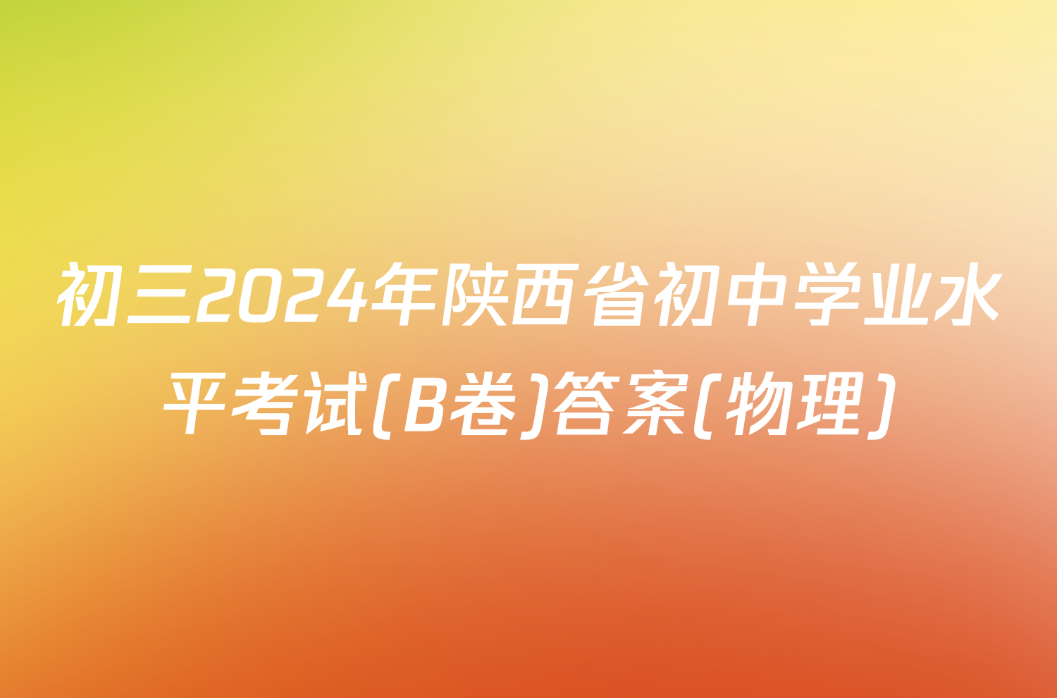 初三2024年陕西省初中学业水平考试(B卷)答案(物理)
