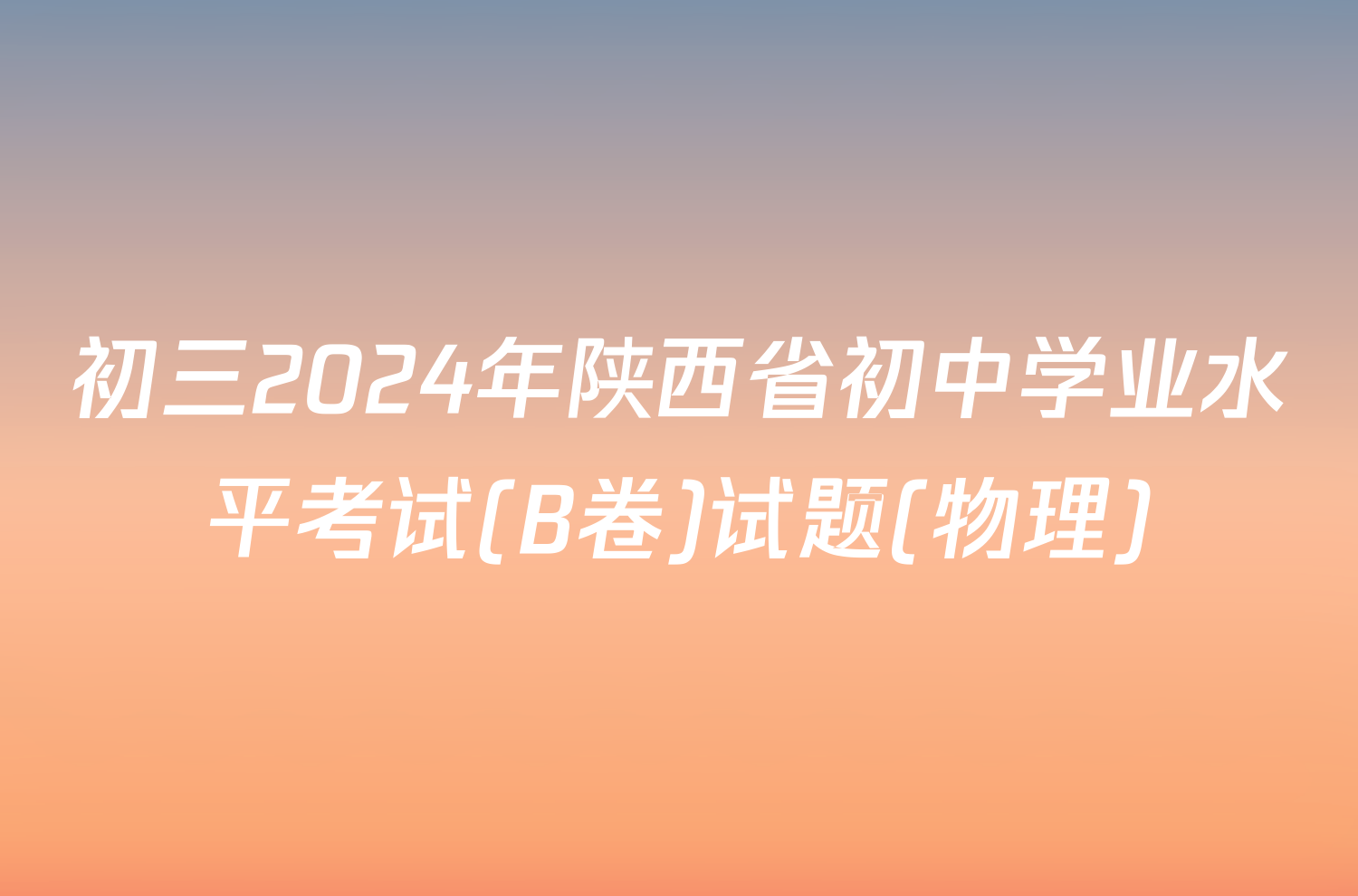 初三2024年陕西省初中学业水平考试(B卷)试题(物理)