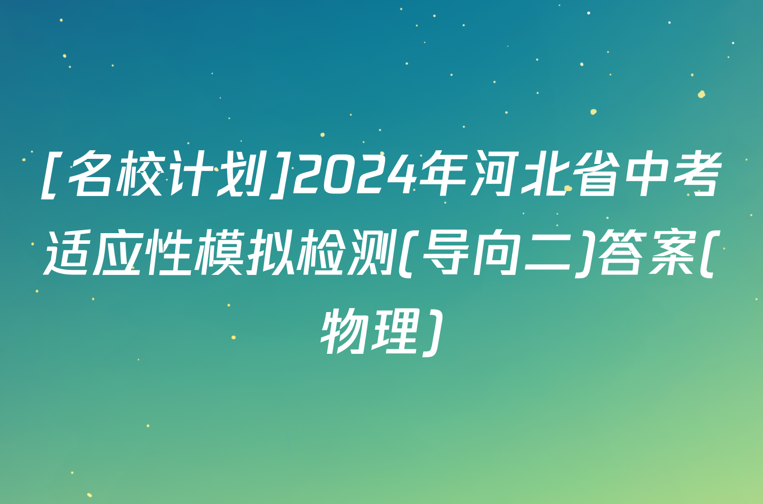 [名校计划]2024年河北省中考适应性模拟检测(导向二)答案(物理)