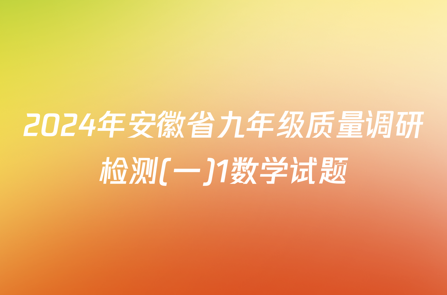 2024年安徽省九年级质量调研检测(一)1数学试题