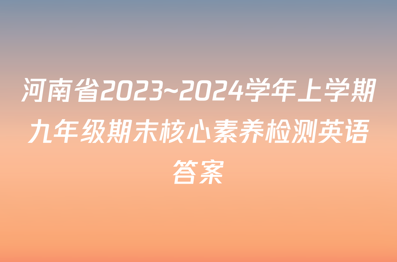 河南省2023~2024学年上学期九年级期末核心素养检测英语答案