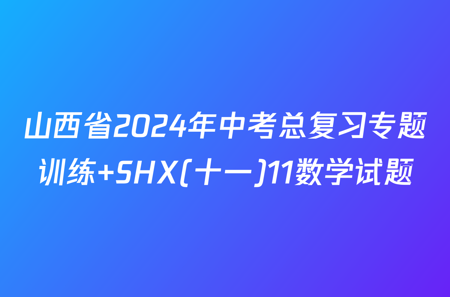 山西省2024年中考总复习专题训练 SHX(十一)11数学试题