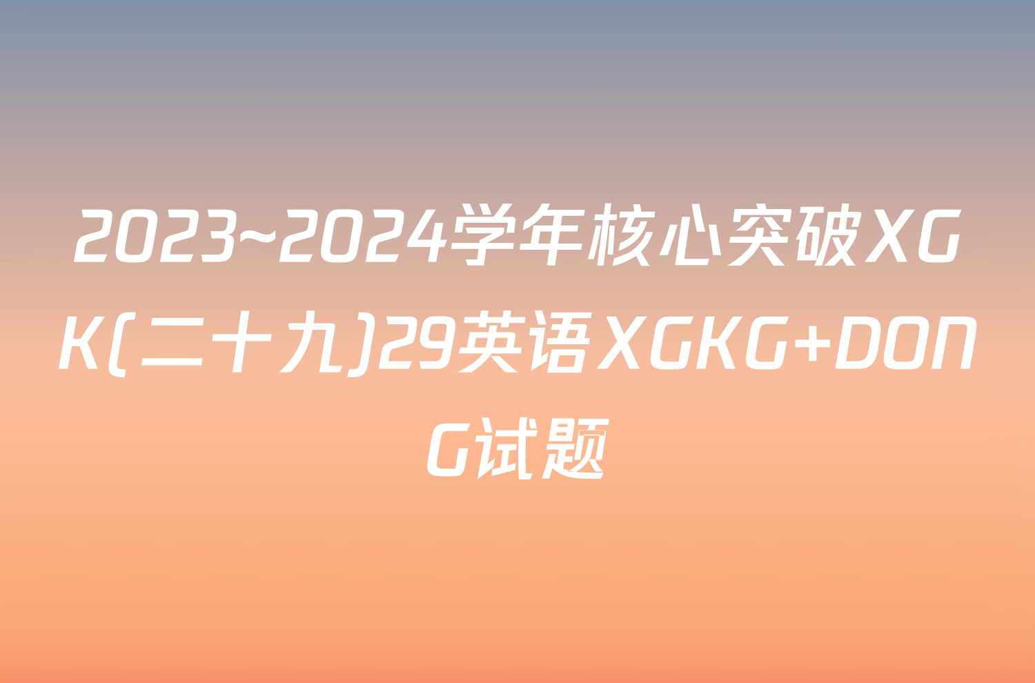 2023~2024学年核心突破XGK(二十九)29英语XGKG DONG试题