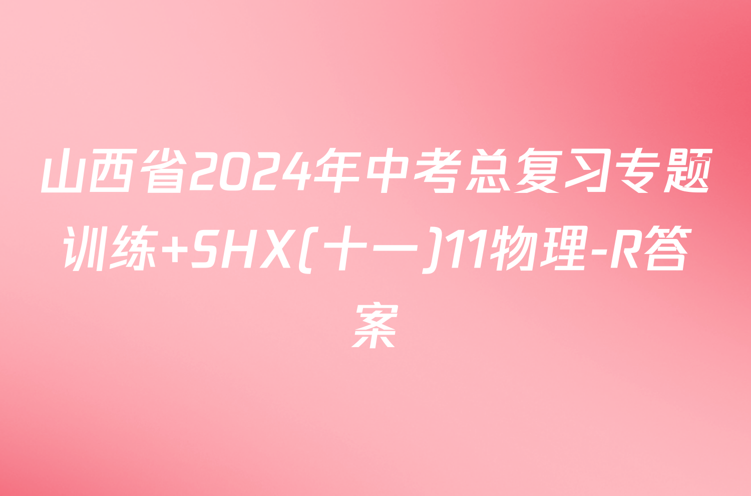 山西省2024年中考总复习专题训练 SHX(十一)11物理-R答案