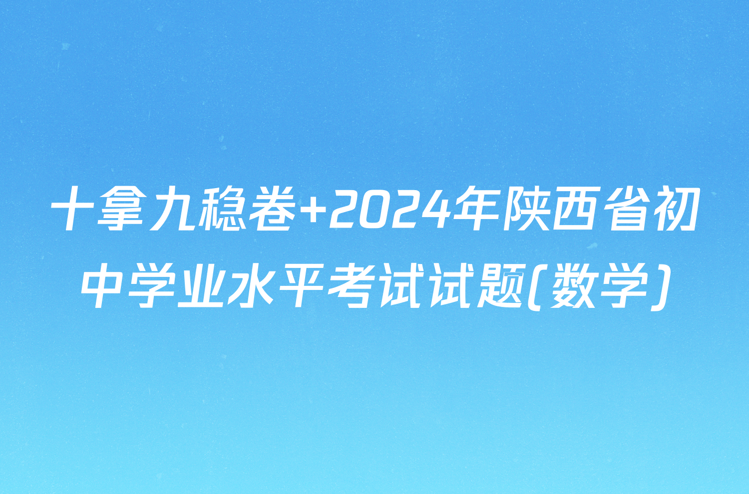 十拿九稳卷 2024年陕西省初中学业水平考试试题(数学)