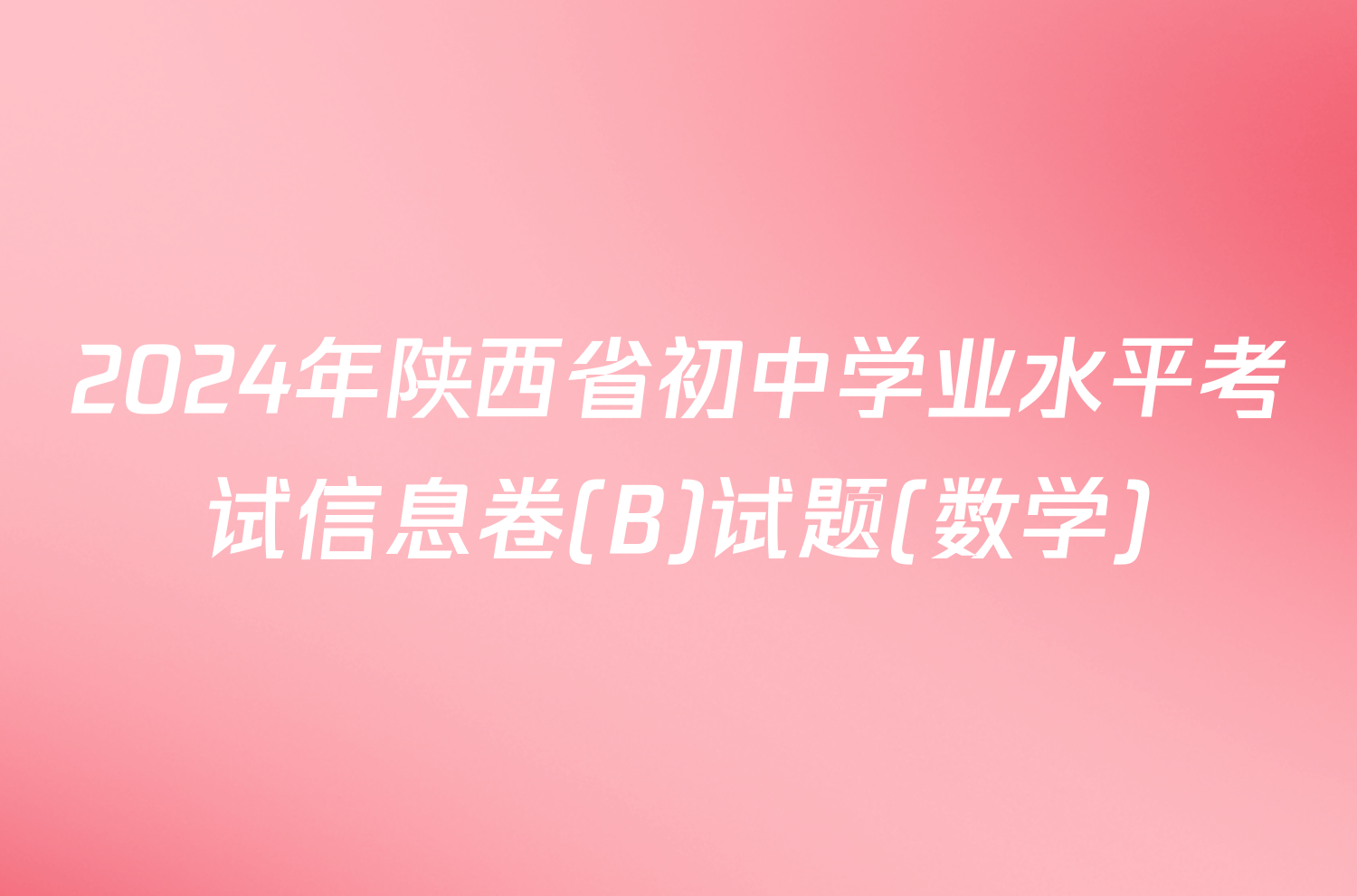 2024年陕西省初中学业水平考试信息卷(B)试题(数学)