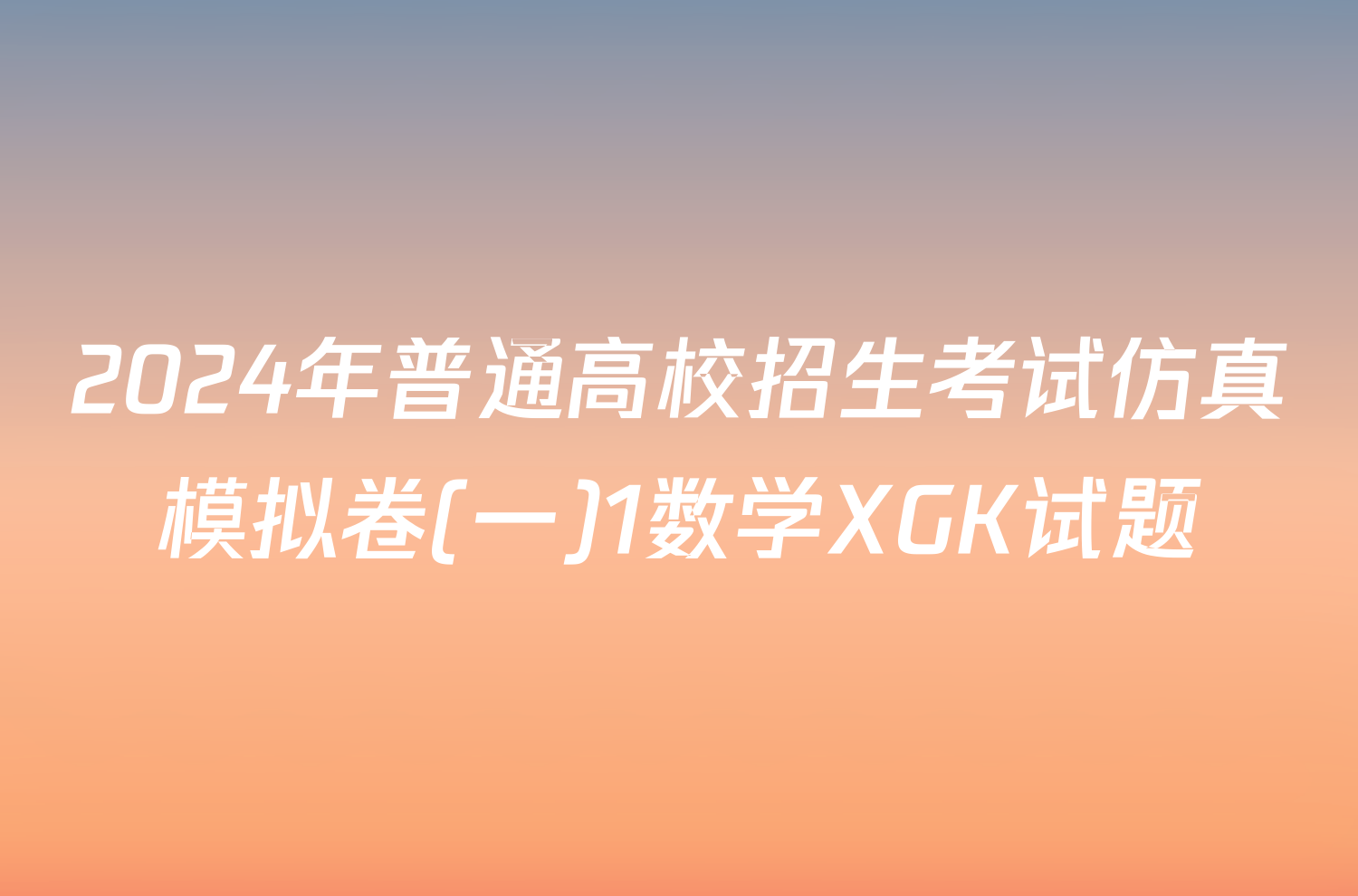 2024年普通高校招生考试仿真模拟卷(一)1数学XGK试题