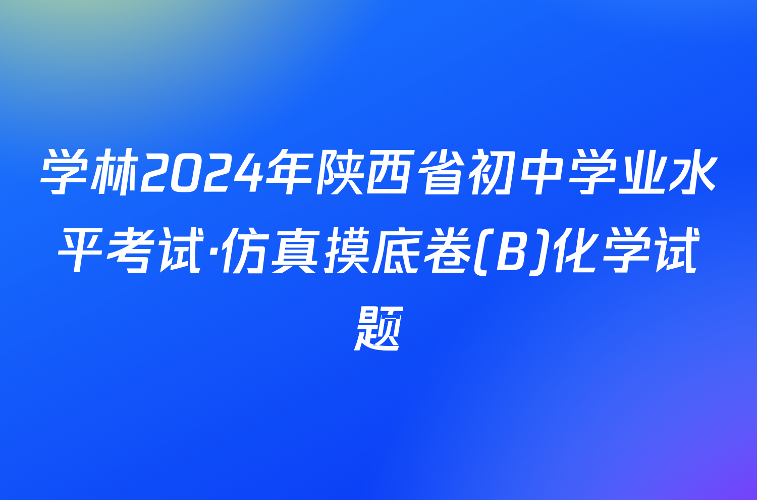 学林2024年陕西省初中学业水平考试·仿真摸底卷(B)化学试题