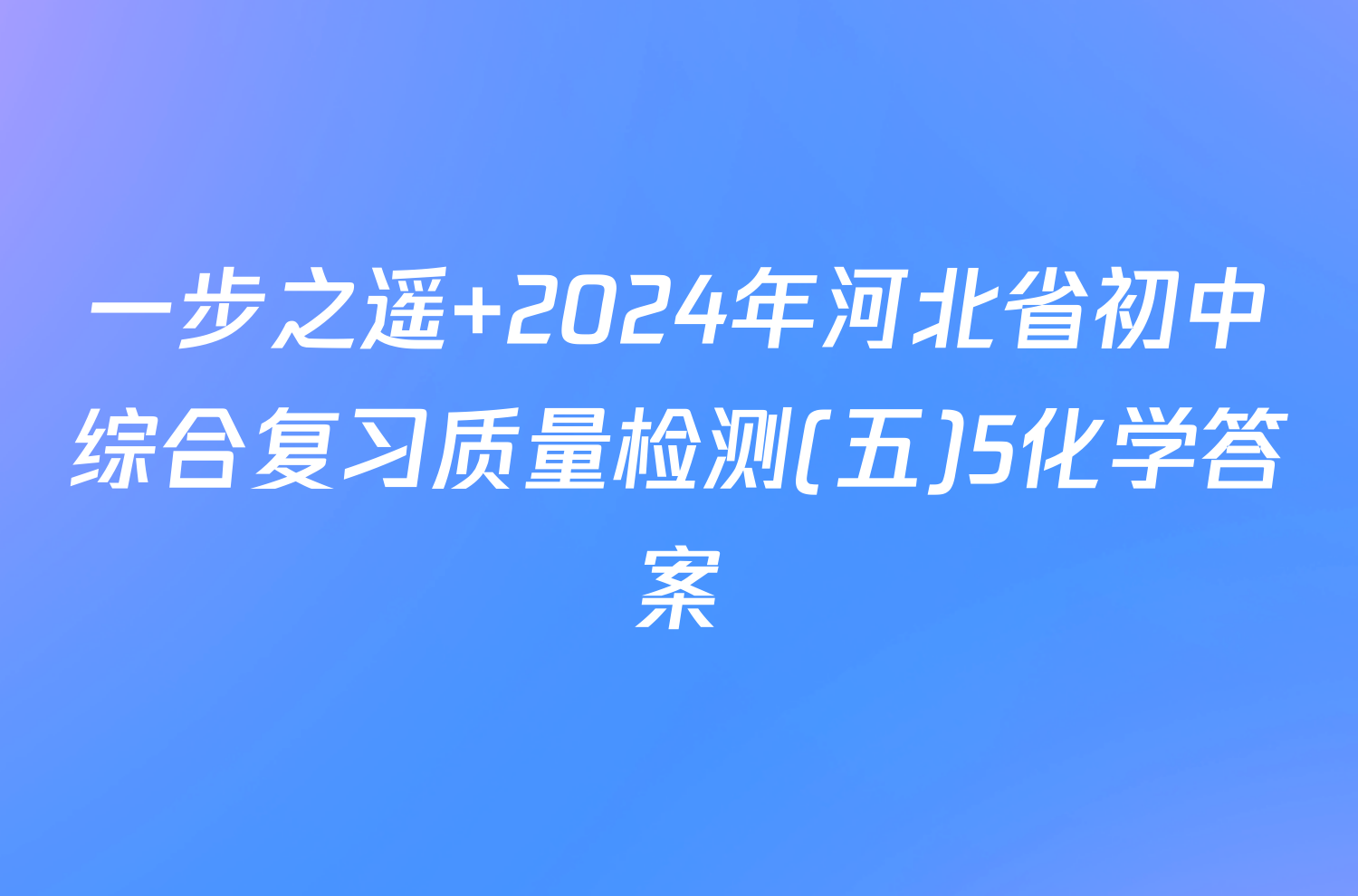 一步之遥 2024年河北省初中综合复习质量检测(五)5化学答案