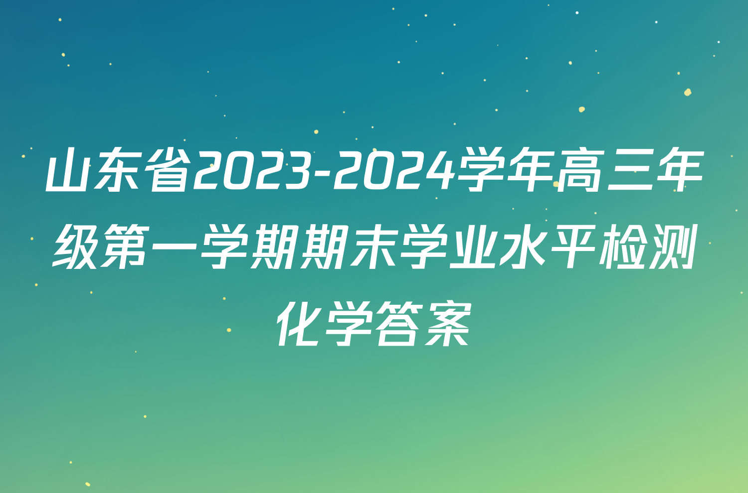 山东省2023-2024学年高三年级第一学期期末学业水平检测化学答案