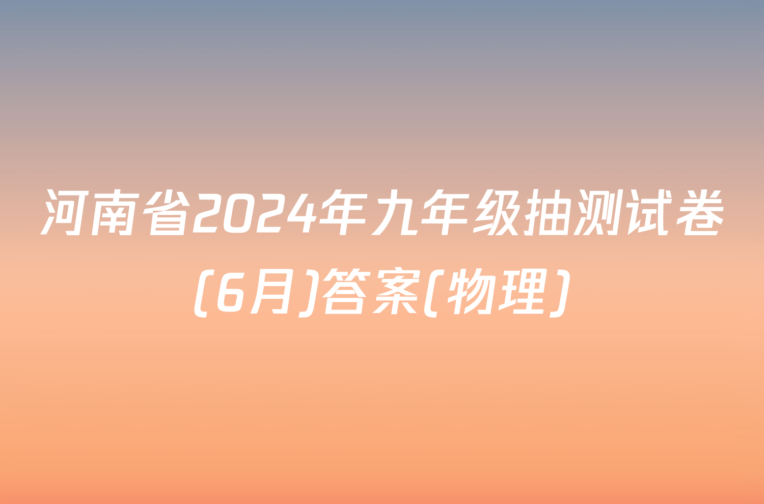 河南省2024年九年级抽测试卷(6月)答案(物理)