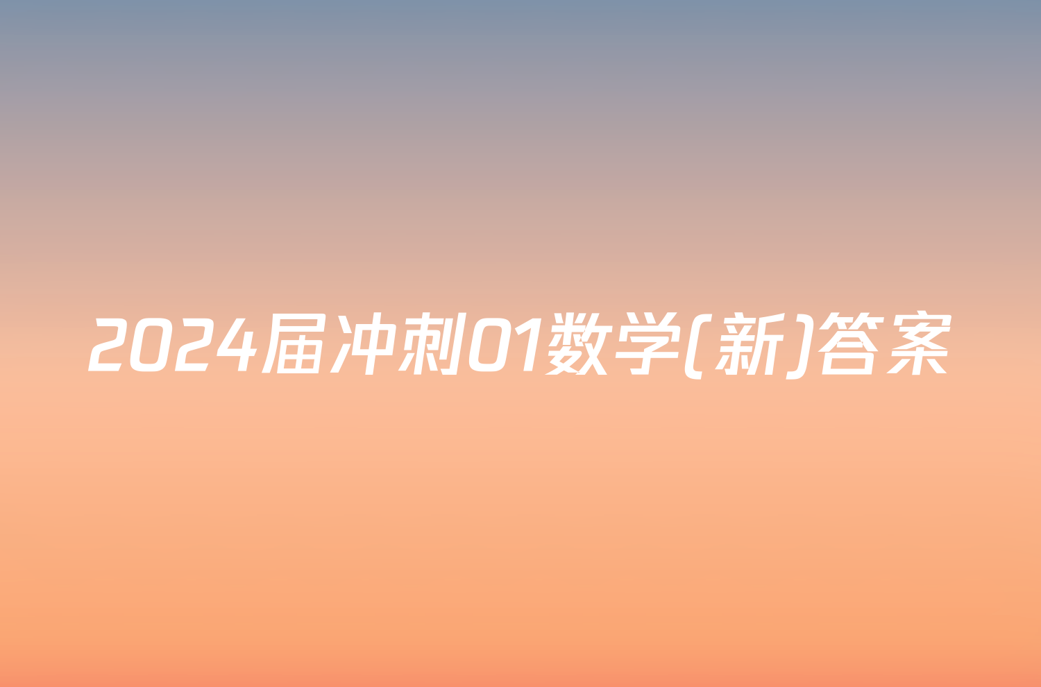 2024届冲刺01数学(新)答案