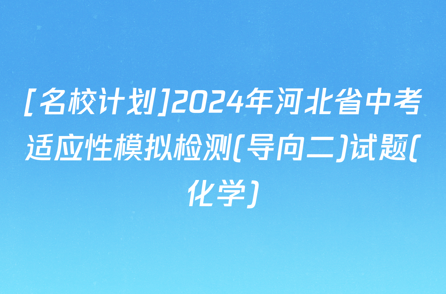 [名校计划]2024年河北省中考适应性模拟检测(导向二)试题(化学)