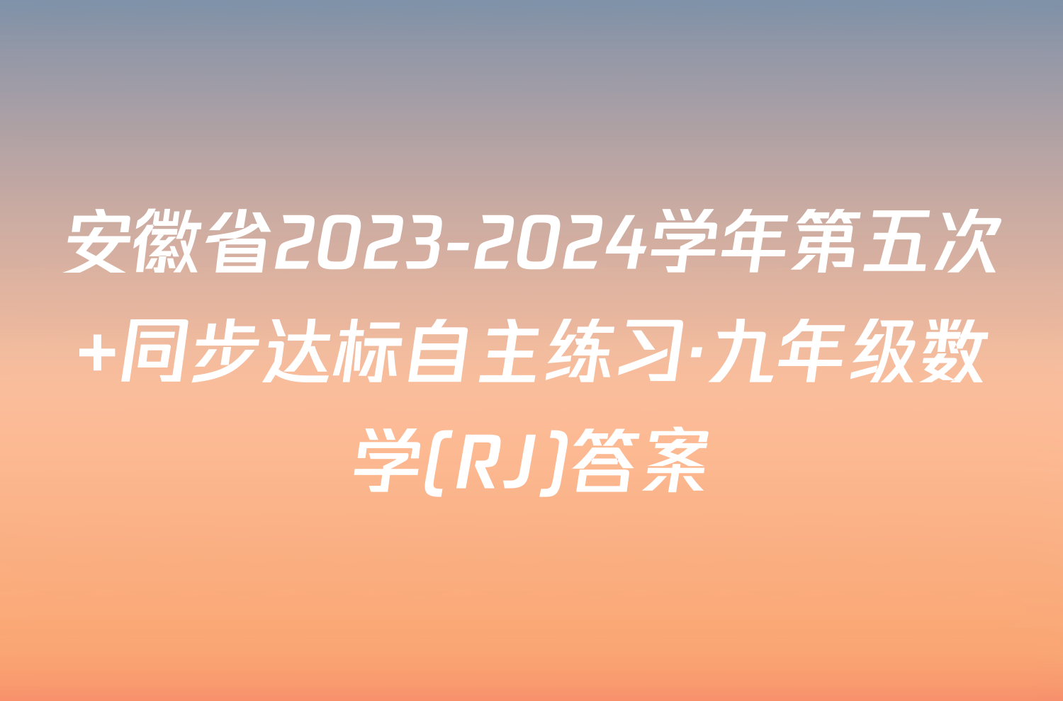 安徽省2023-2024学年第五次 同步达标自主练习·九年级数学(RJ)答案