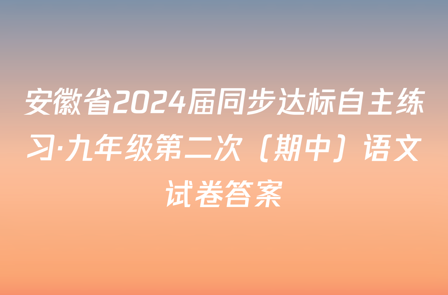 安徽省2024届同步达标自主练习·九年级第二次（期中）语文试卷答案