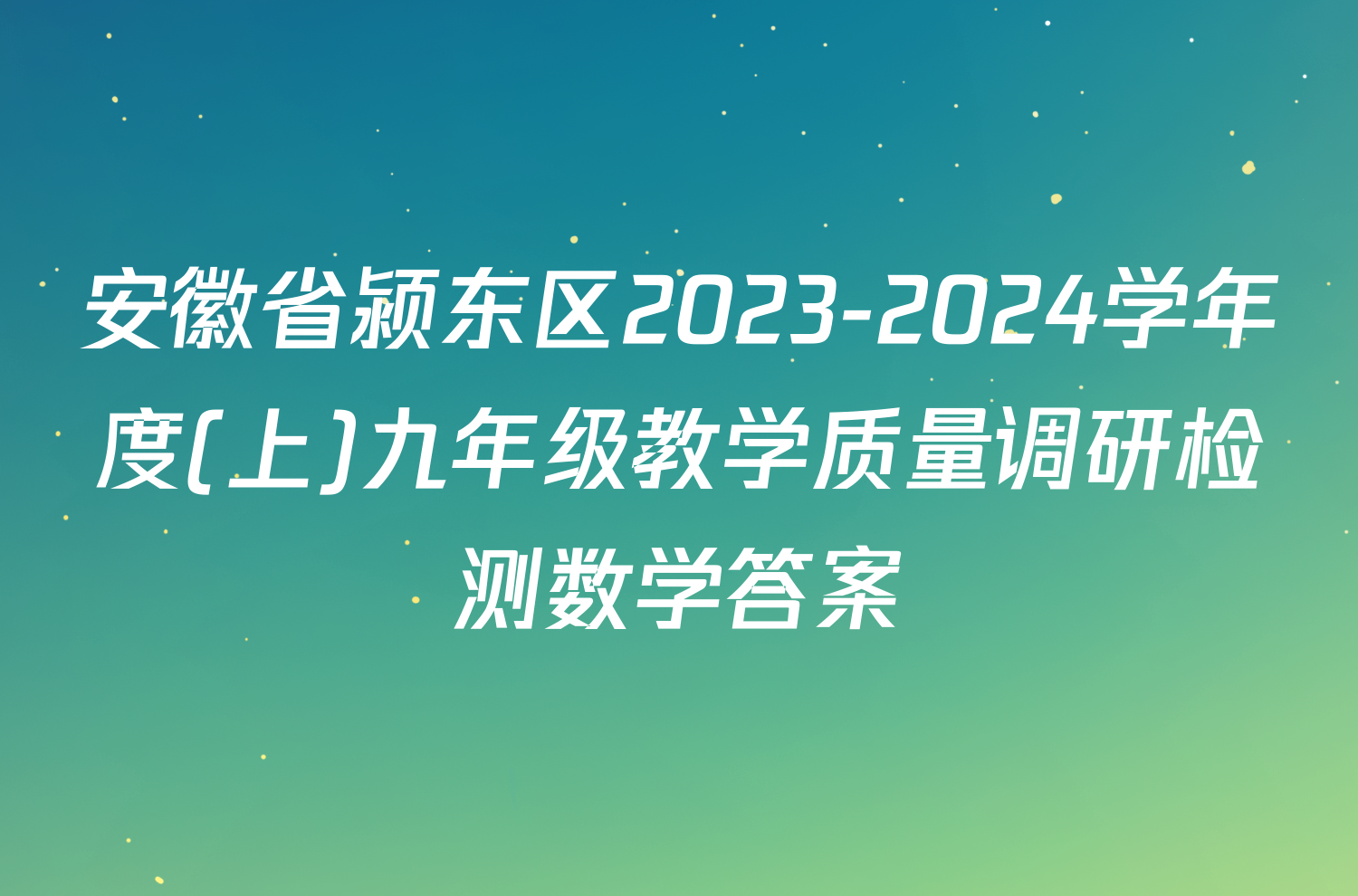 安徽省颍东区2023-2024学年度(上)九年级教学质量调研检测数学答案