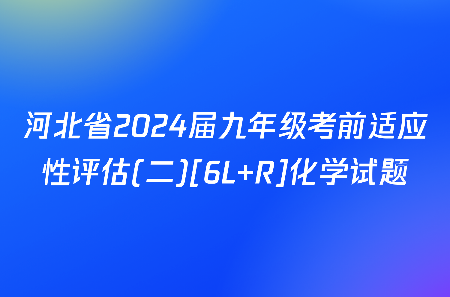 河北省2024届九年级考前适应性评估(二)[6L R]化学试题