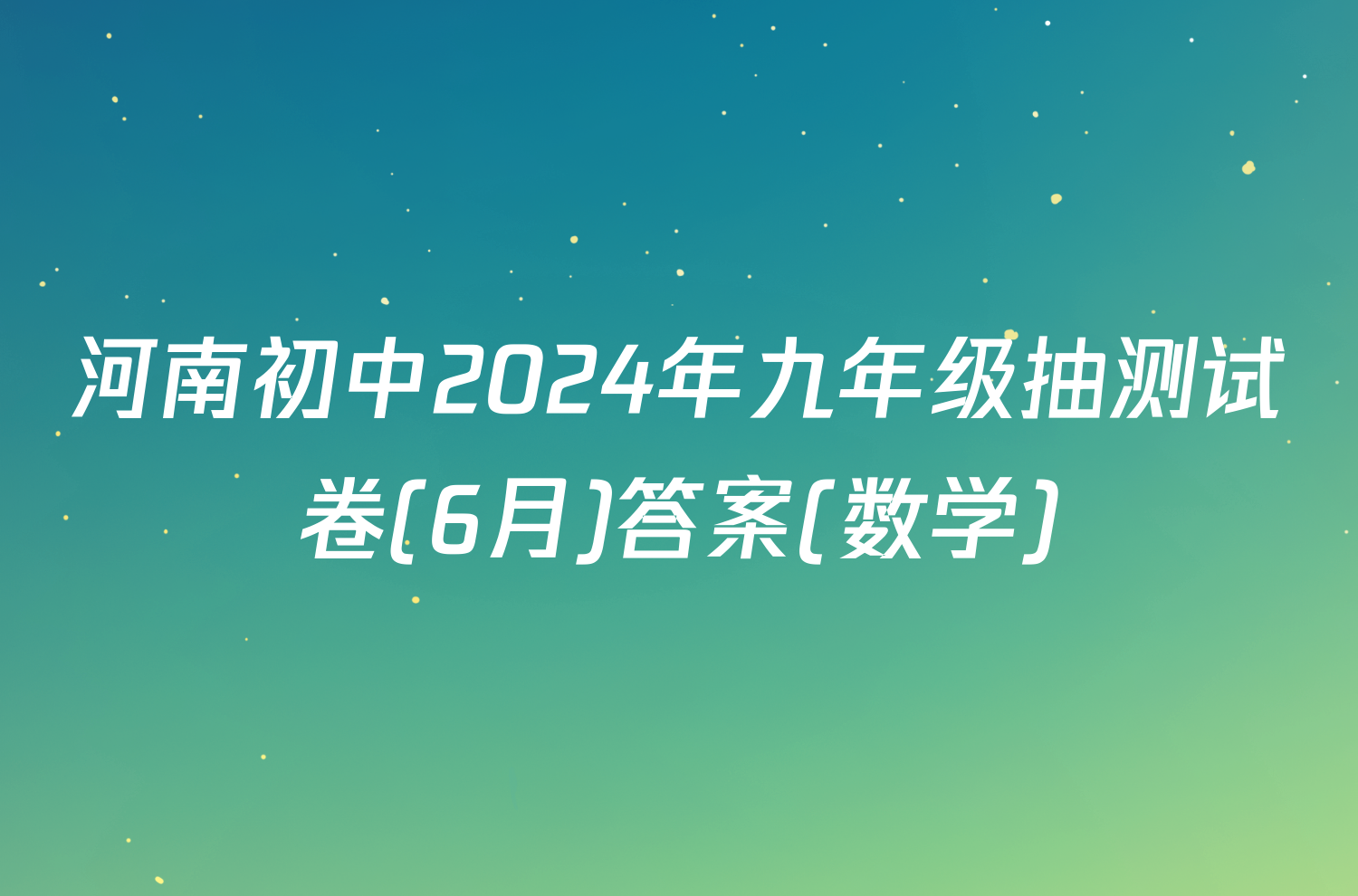 河南初中2024年九年级抽测试卷(6月)答案(数学)