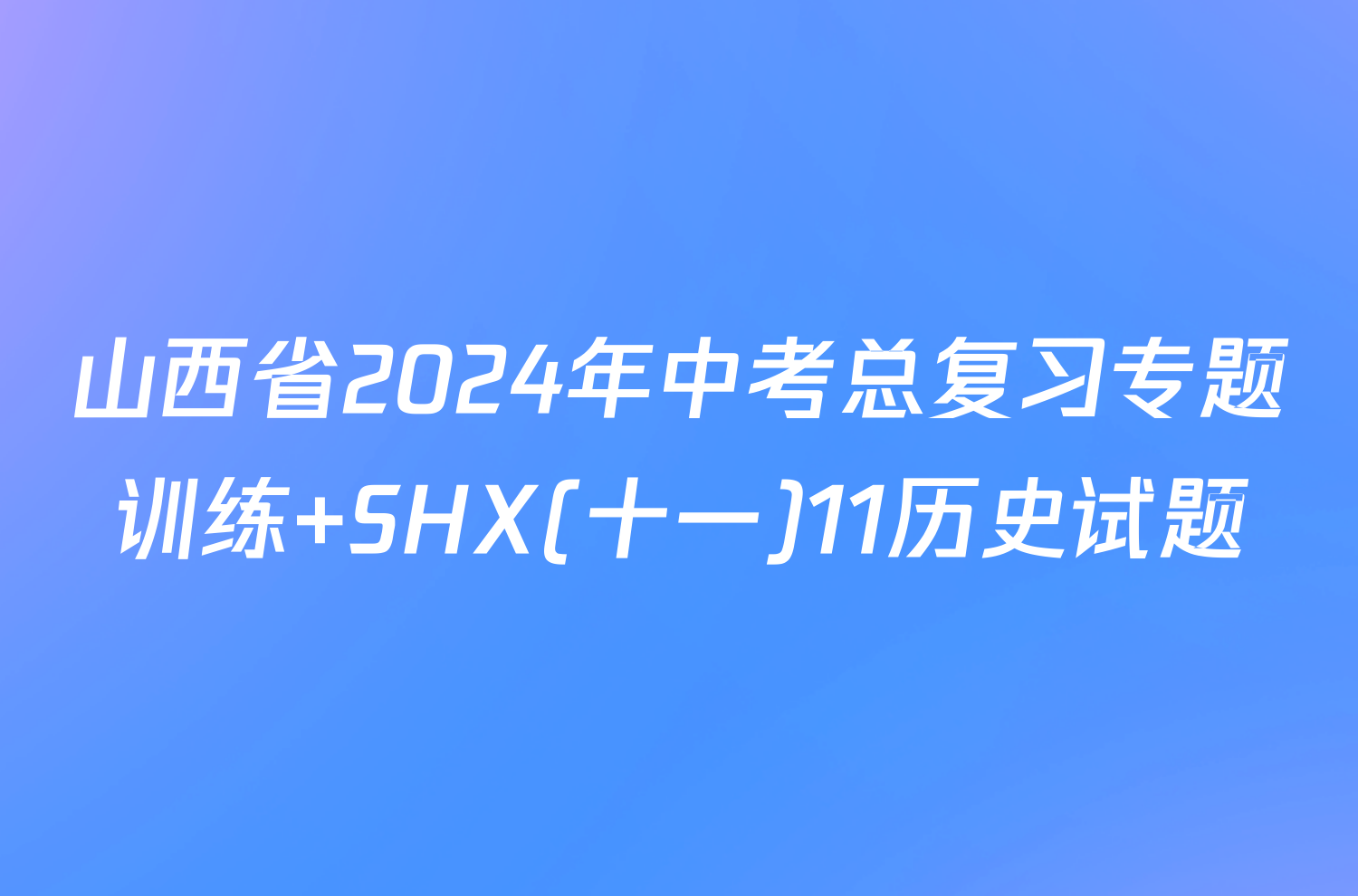 山西省2024年中考总复习专题训练 SHX(十一)11历史试题