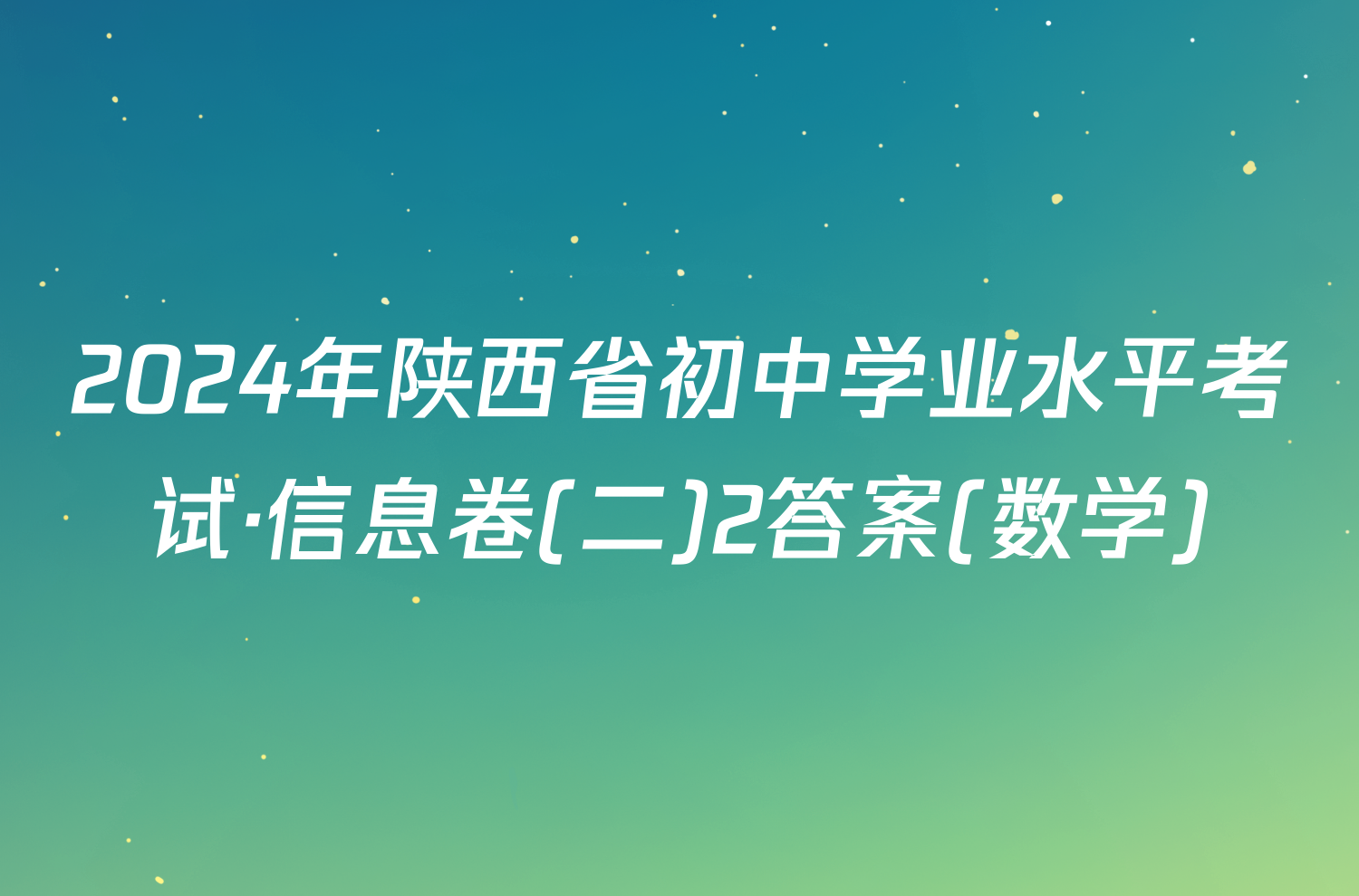 2024年陕西省初中学业水平考试·信息卷(二)2答案(数学)