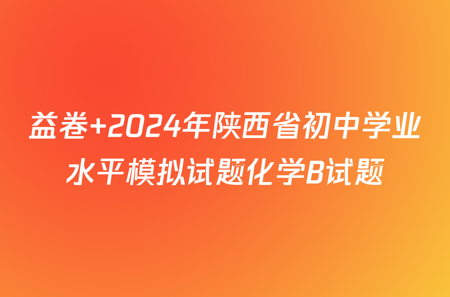 益卷 2024年陕西省初中学业水平模拟试题化学B试题