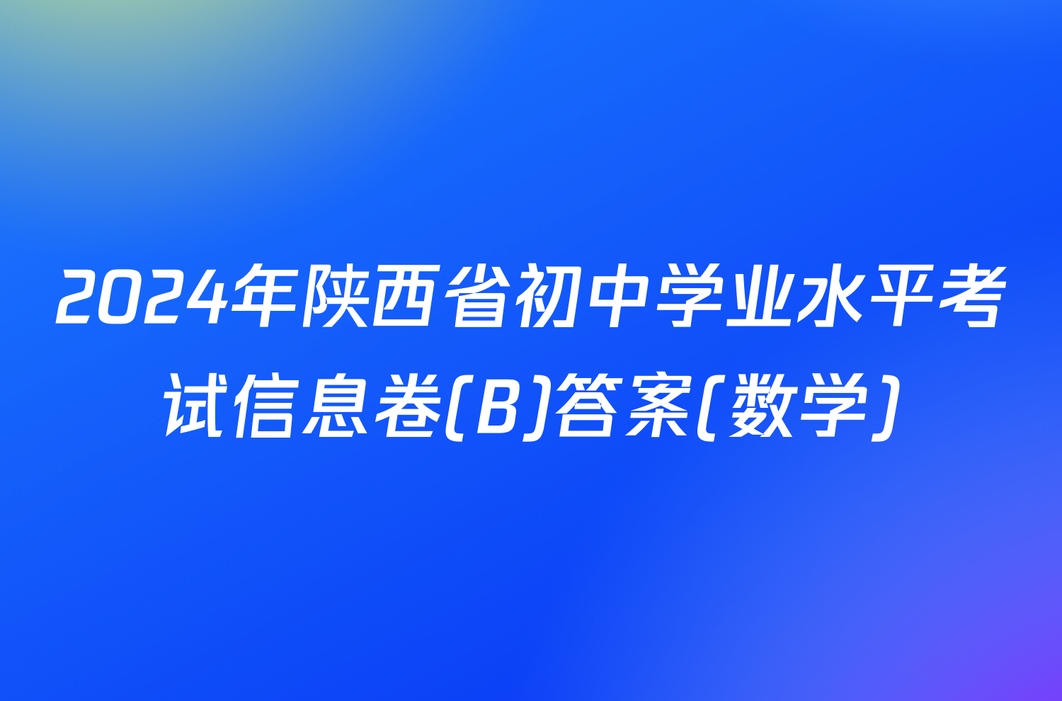 2024年陕西省初中学业水平考试信息卷(B)答案(数学)