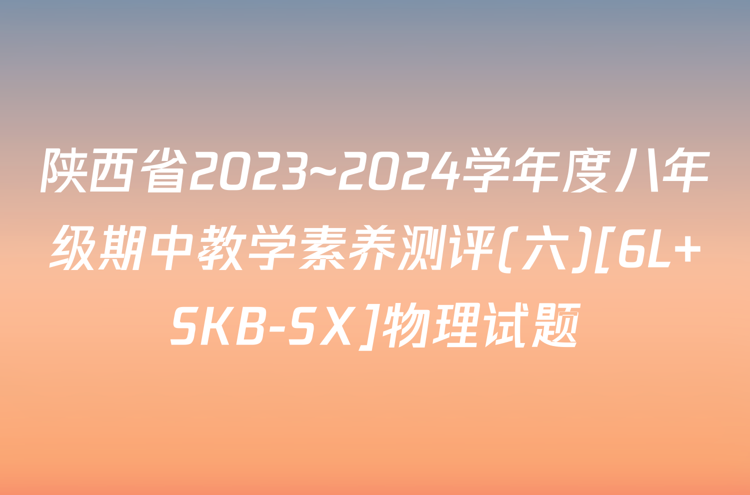 陕西省2023~2024学年度八年级期中教学素养测评(六)[6L SKB-SX]物理试题