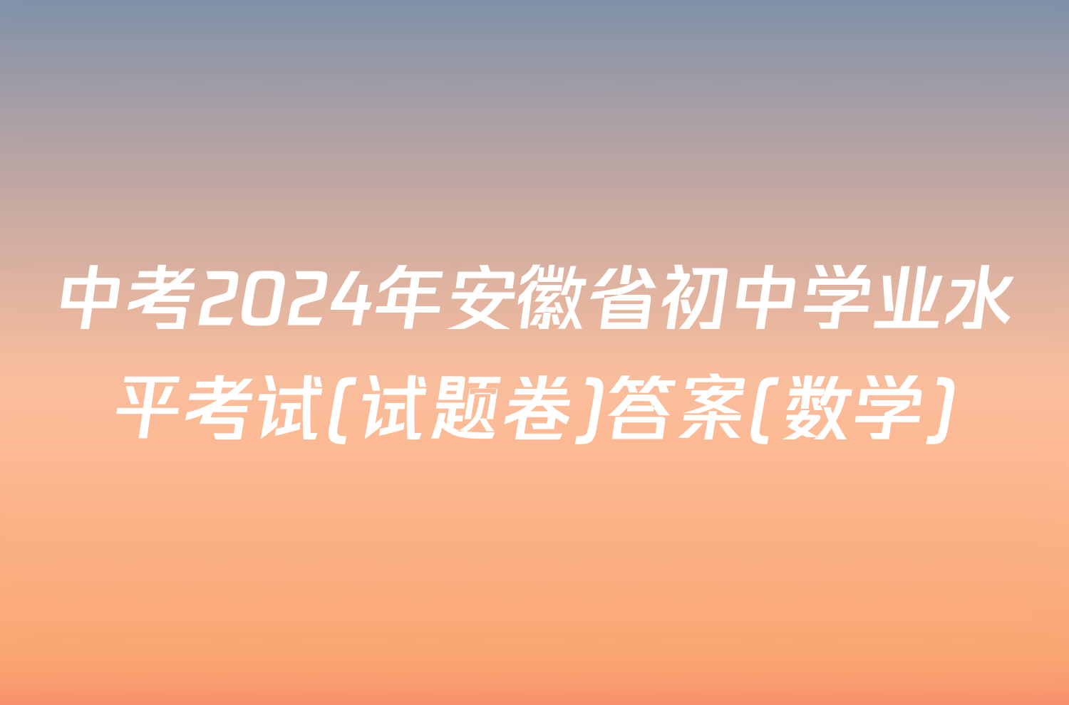 中考2024年安徽省初中学业水平考试(试题卷)答案(数学)