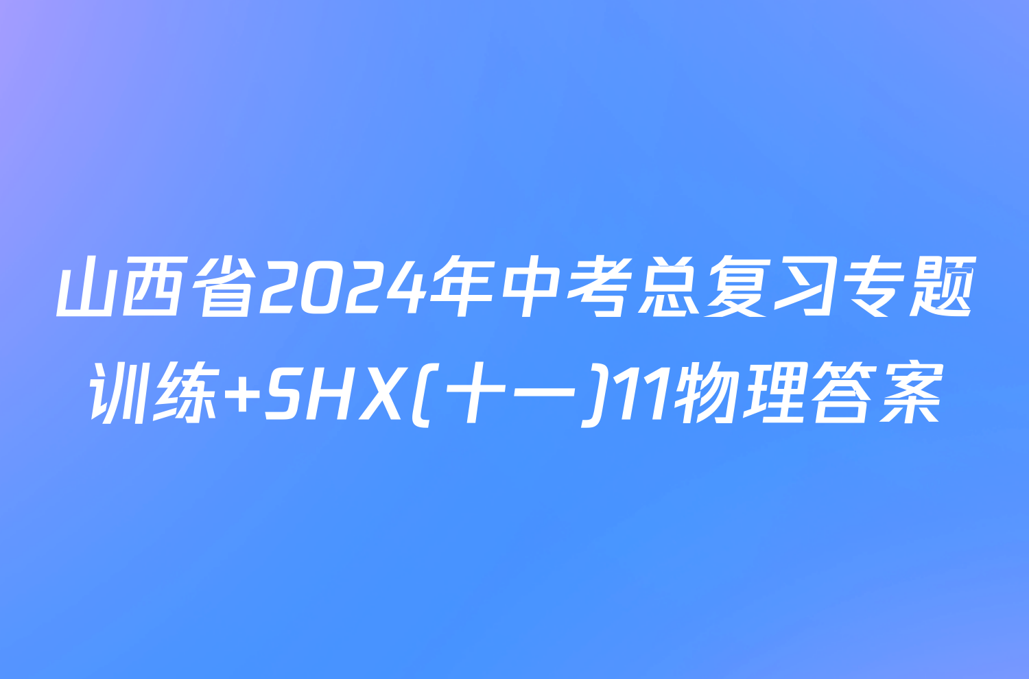 山西省2024年中考总复习专题训练 SHX(十一)11物理答案