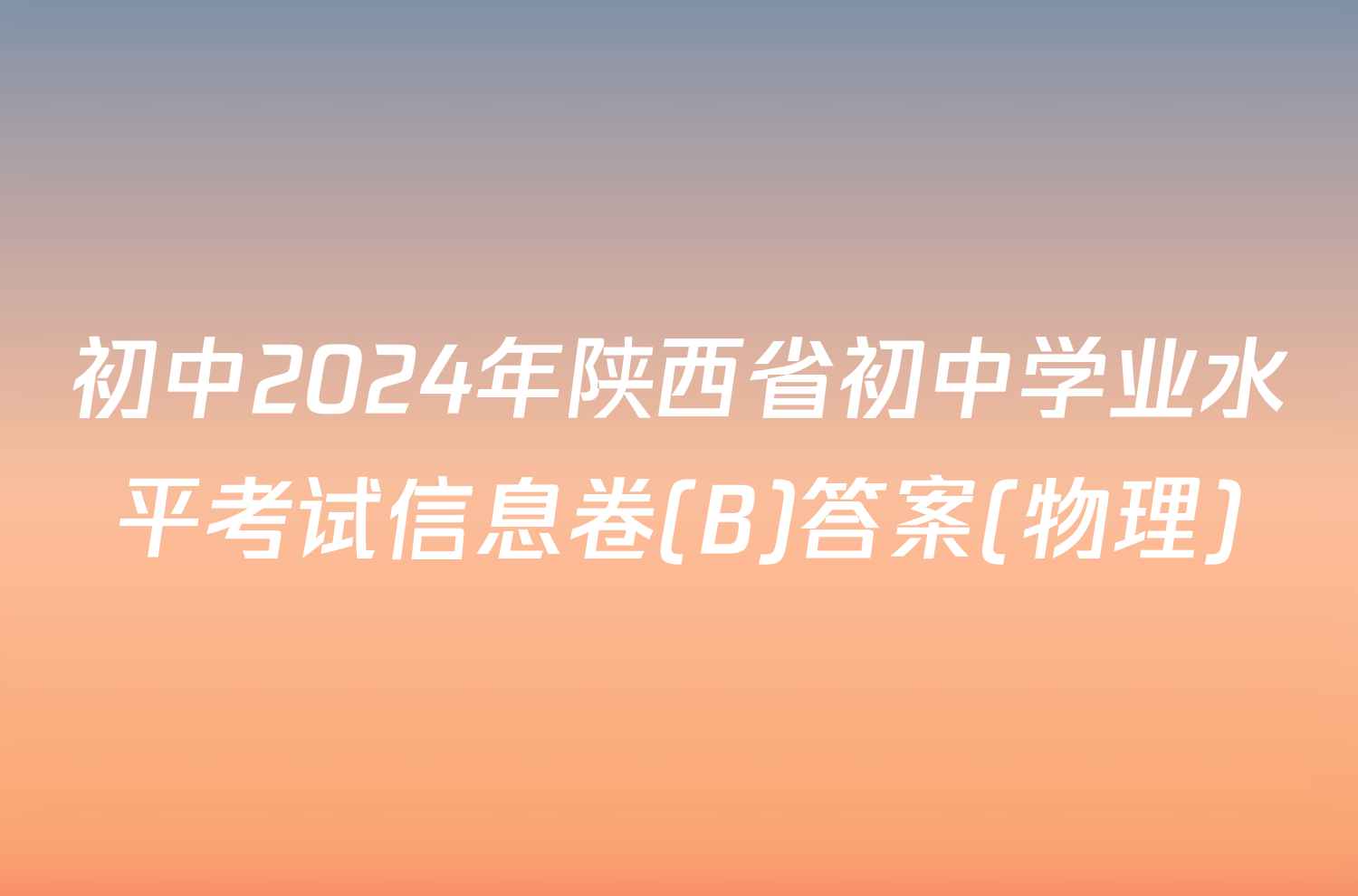 初中2024年陕西省初中学业水平考试信息卷(B)答案(物理)