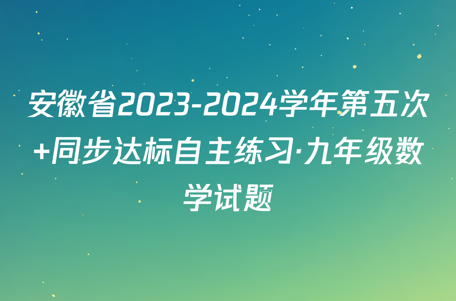 安徽省2023-2024学年第五次 同步达标自主练习·九年级数学试题