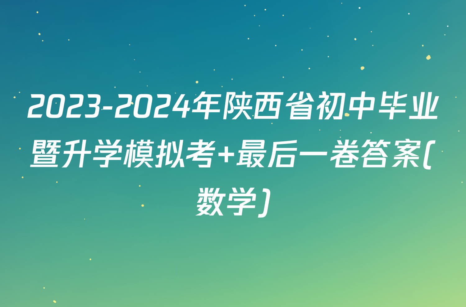 2023-2024年陕西省初中毕业暨升学模拟考 最后一卷答案(数学)