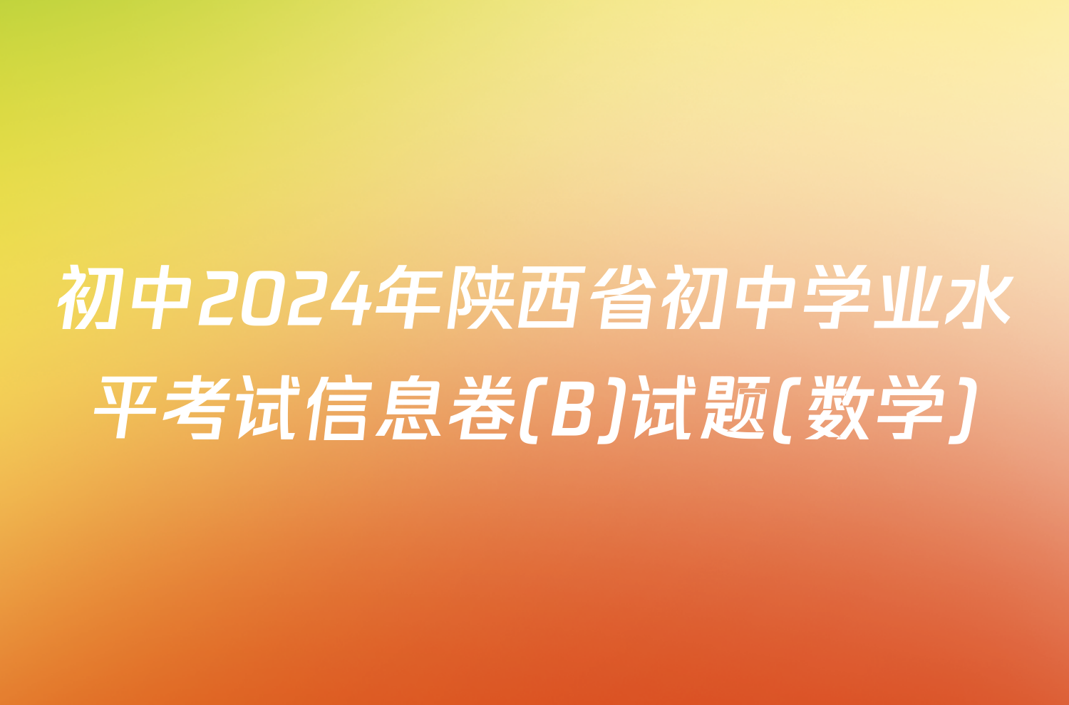 初中2024年陕西省初中学业水平考试信息卷(B)试题(数学)