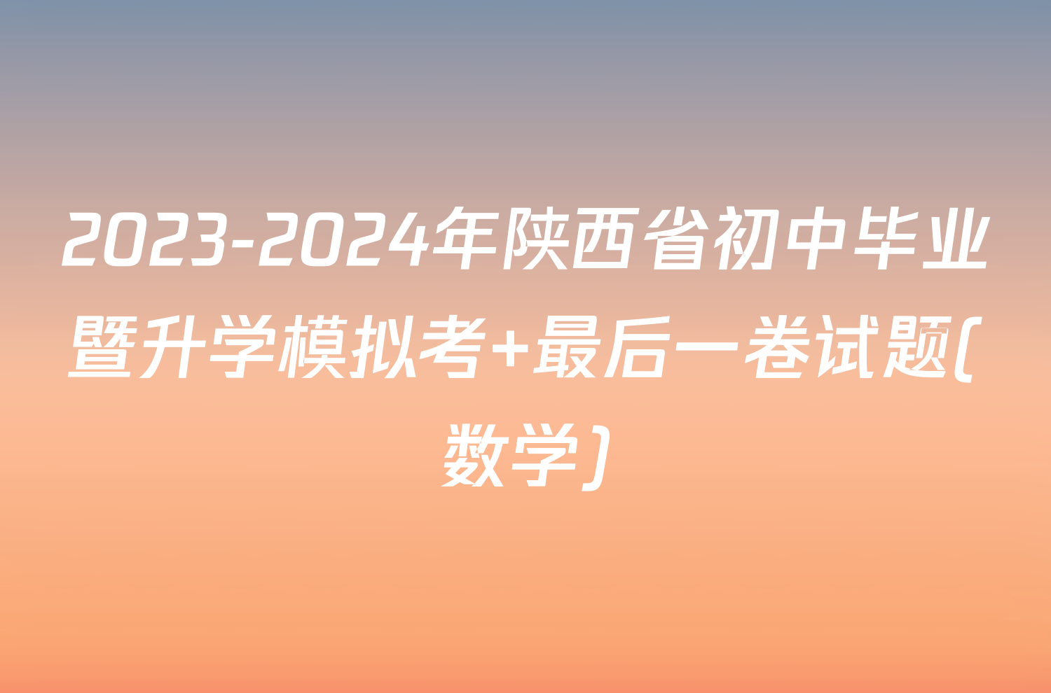 2023-2024年陕西省初中毕业暨升学模拟考 最后一卷试题(数学)