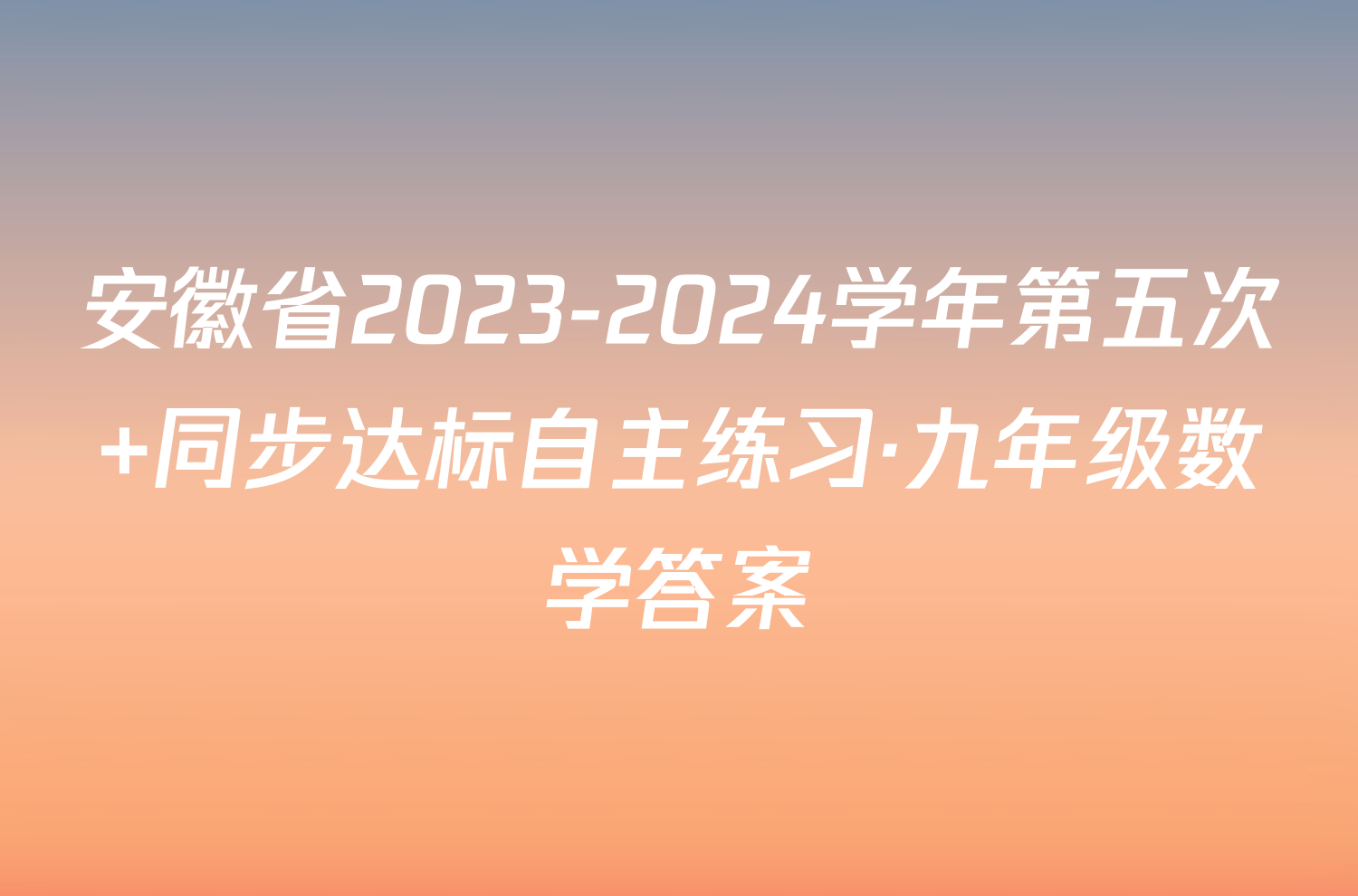安徽省2023-2024学年第五次 同步达标自主练习·九年级数学答案