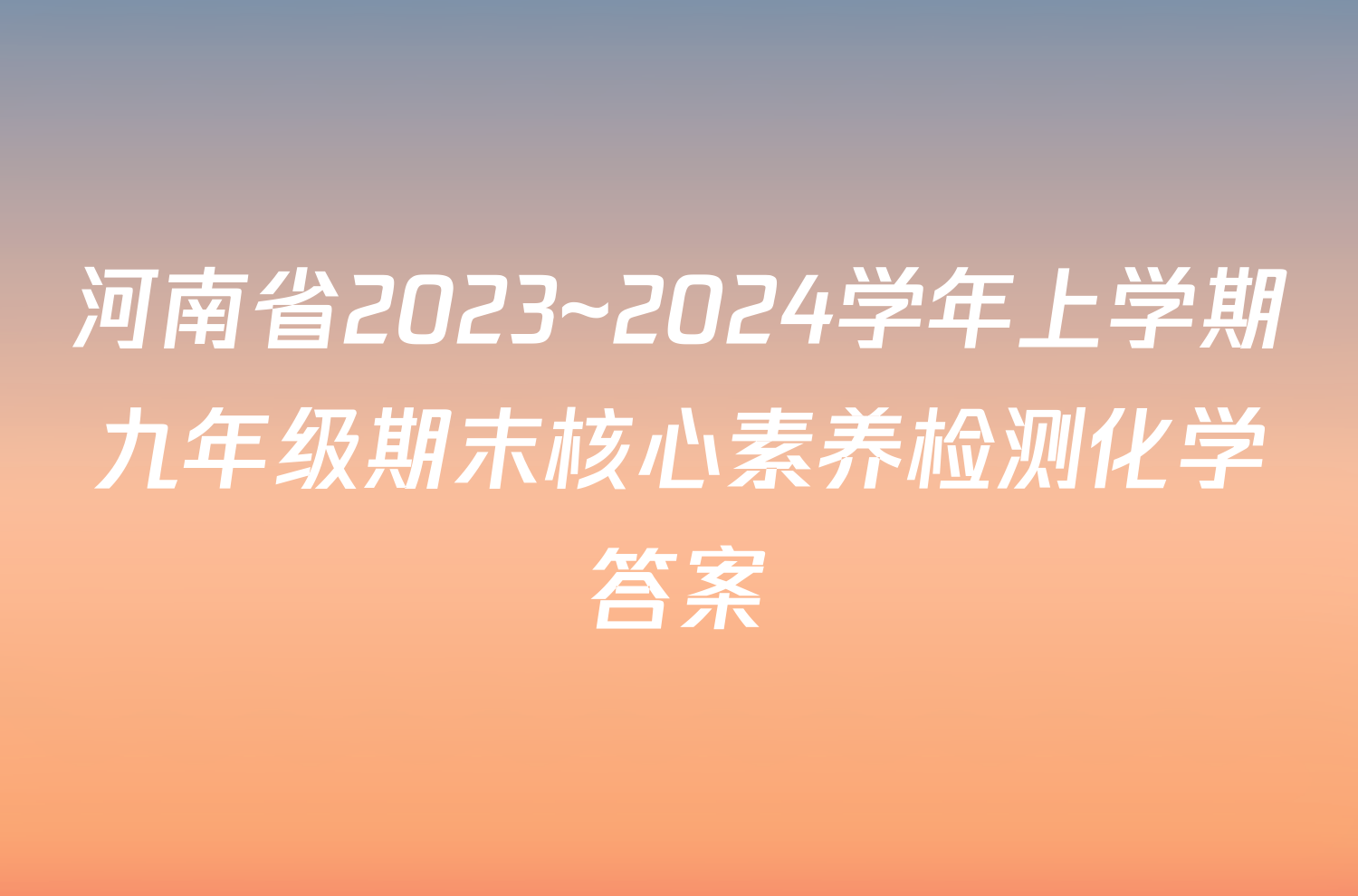 河南省2023~2024学年上学期九年级期末核心素养检测化学答案