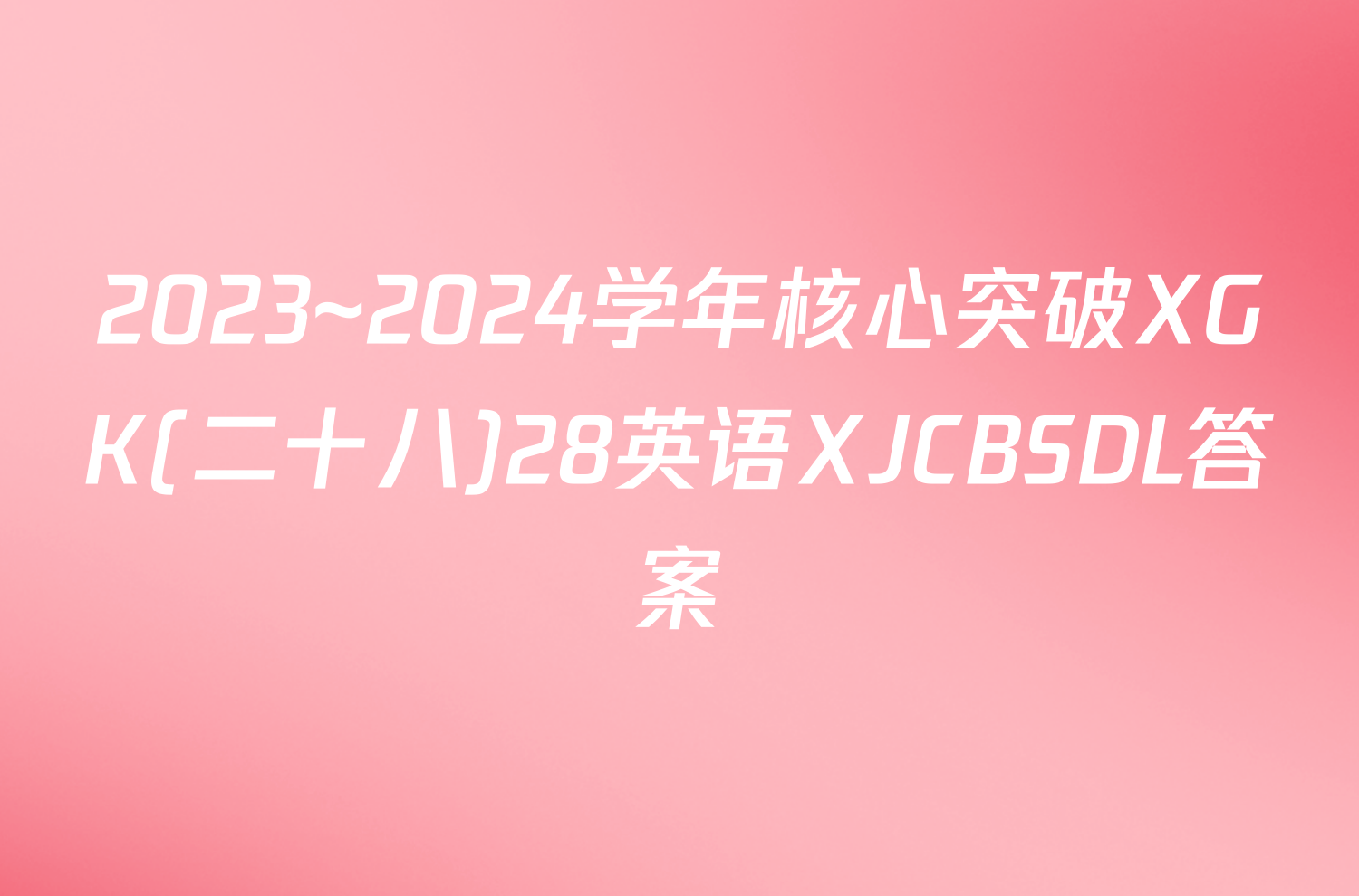 2023~2024学年核心突破XGK(二十八)28英语XJCBSDL答案