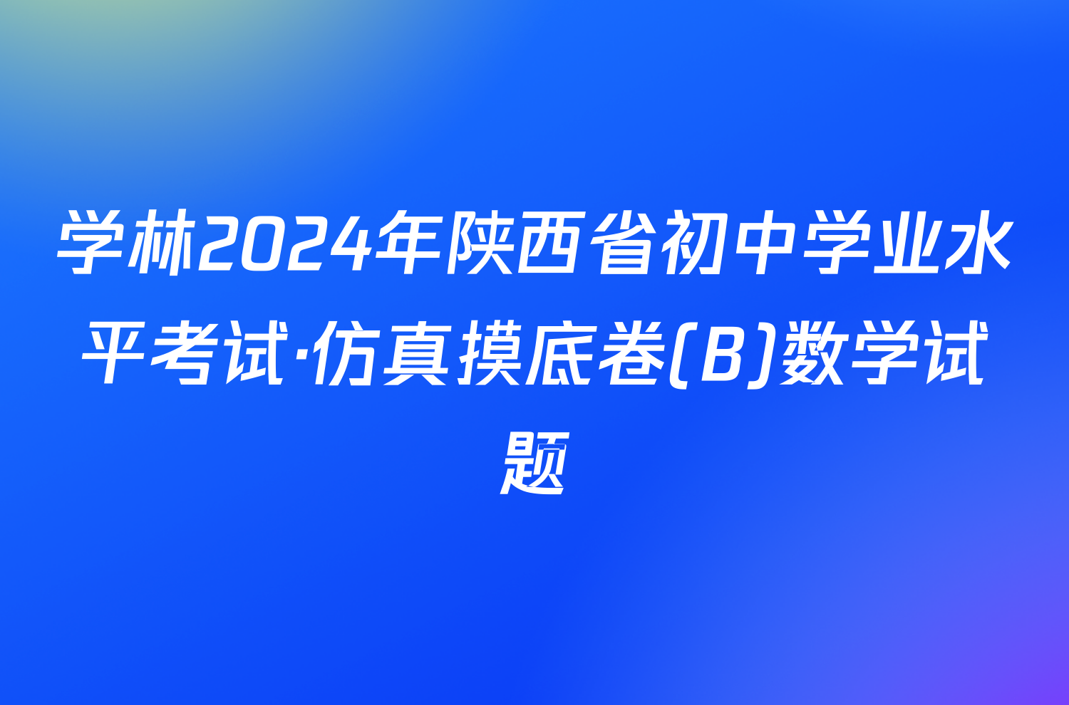 学林2024年陕西省初中学业水平考试·仿真摸底卷(B)数学试题