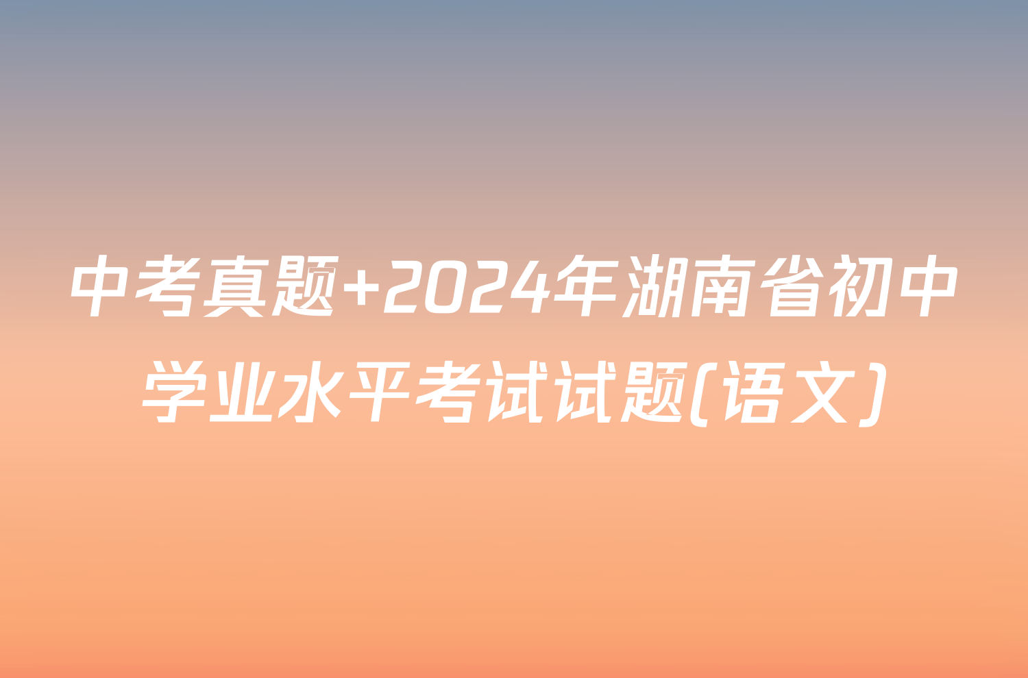 中考真题 2024年湖南省初中学业水平考试试题(语文)