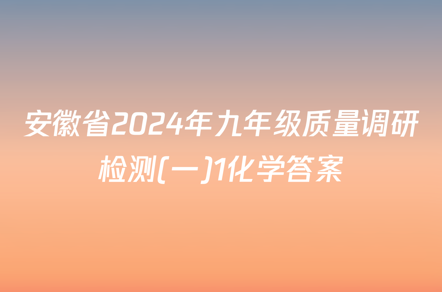安徽省2024年九年级质量调研检测(一)1化学答案