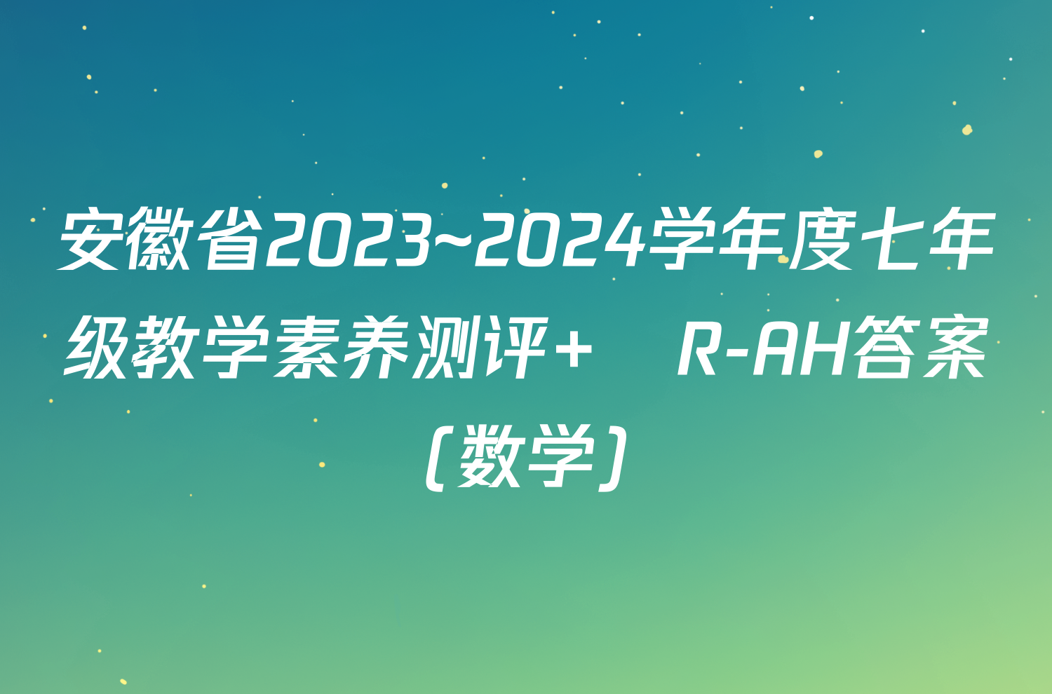 安徽省2023~2024学年度七年级教学素养测评 ☐R-AH答案(数学)