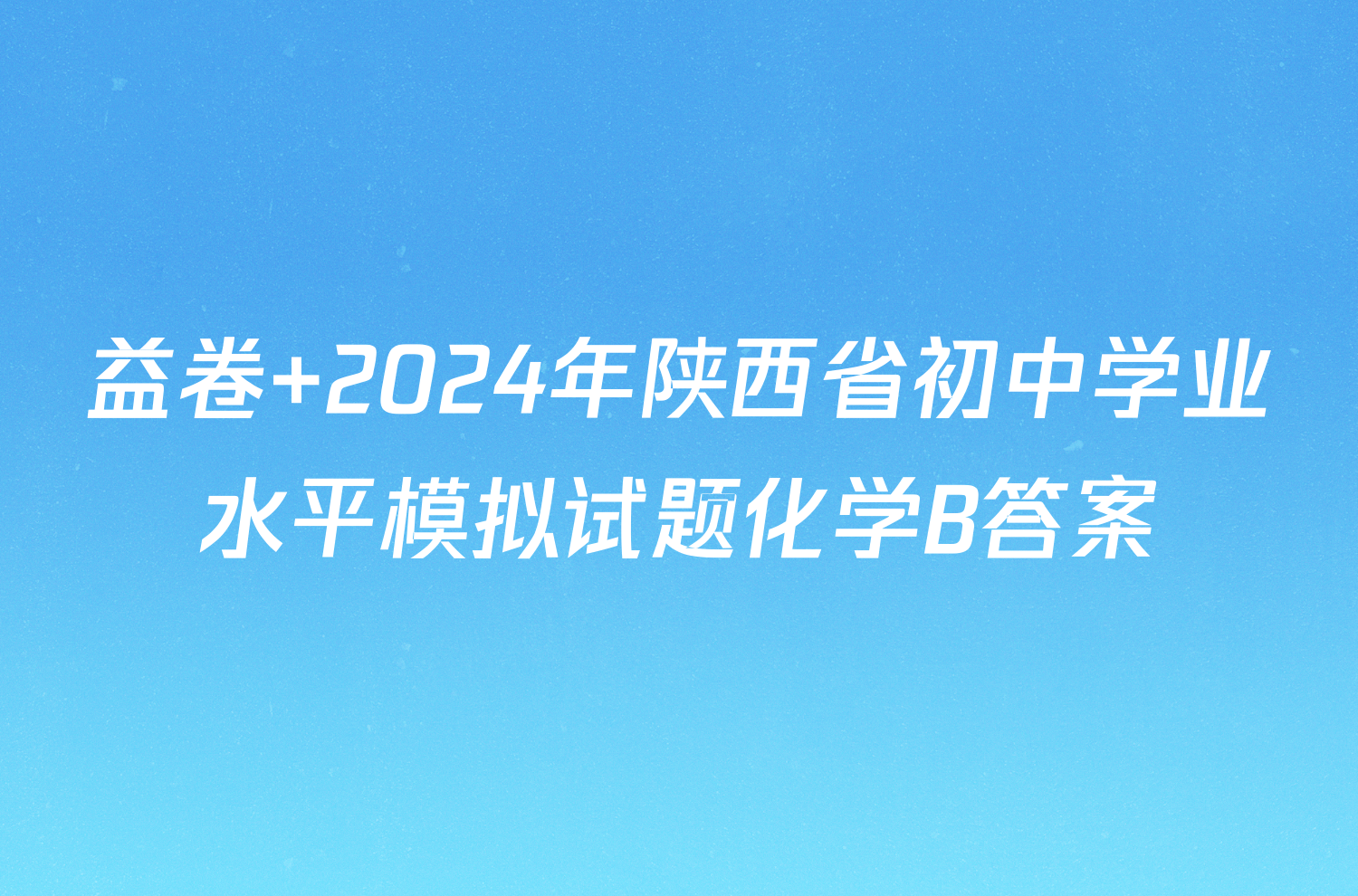 益卷 2024年陕西省初中学业水平模拟试题化学B答案