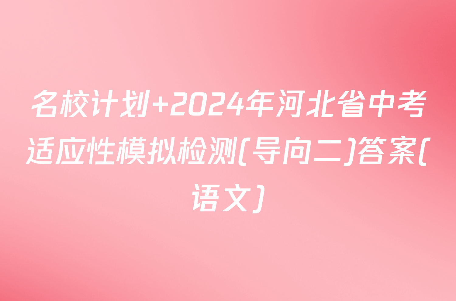 名校计划 2024年河北省中考适应性模拟检测(导向二)答案(语文)